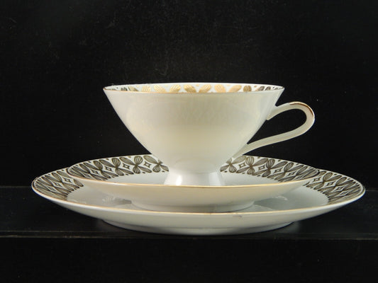 VINTAGE TRIO DA TE' PORCELLANA TAZZA E 2 PIATTINI WINTERLING BAVARIA ROSA TEA