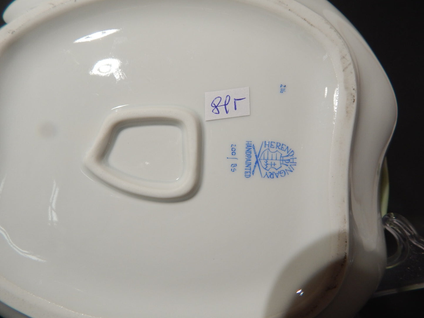 PREZIOSA PORCELLANA HEREND PIATTO A FOGLIA DIPINTO A MANO COLLEZIONE BOUQUET