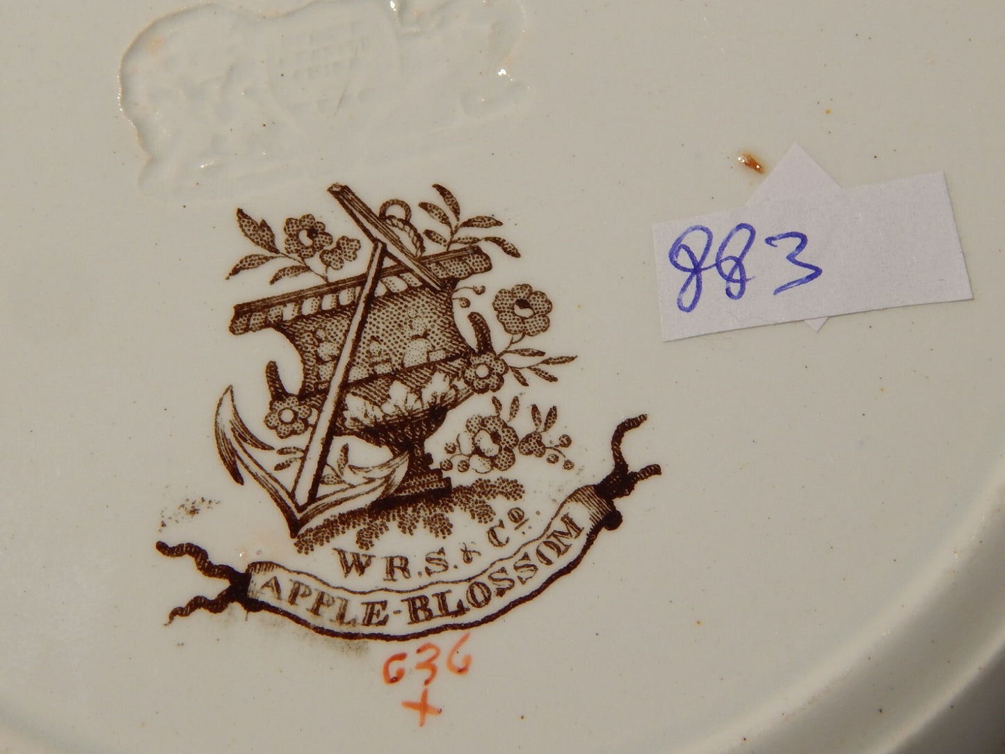 ANTICO 1850 PIATTO FONDO SEMI PORCELLANA INGLESE RIDGWAY &C. APPLE BLOSSOM