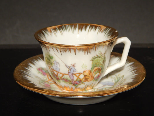 VINTAGE TAZZINA PORCELLANA ORO J.R. PORCELAIN D'ART FRANCE DECORO ORIENTALE