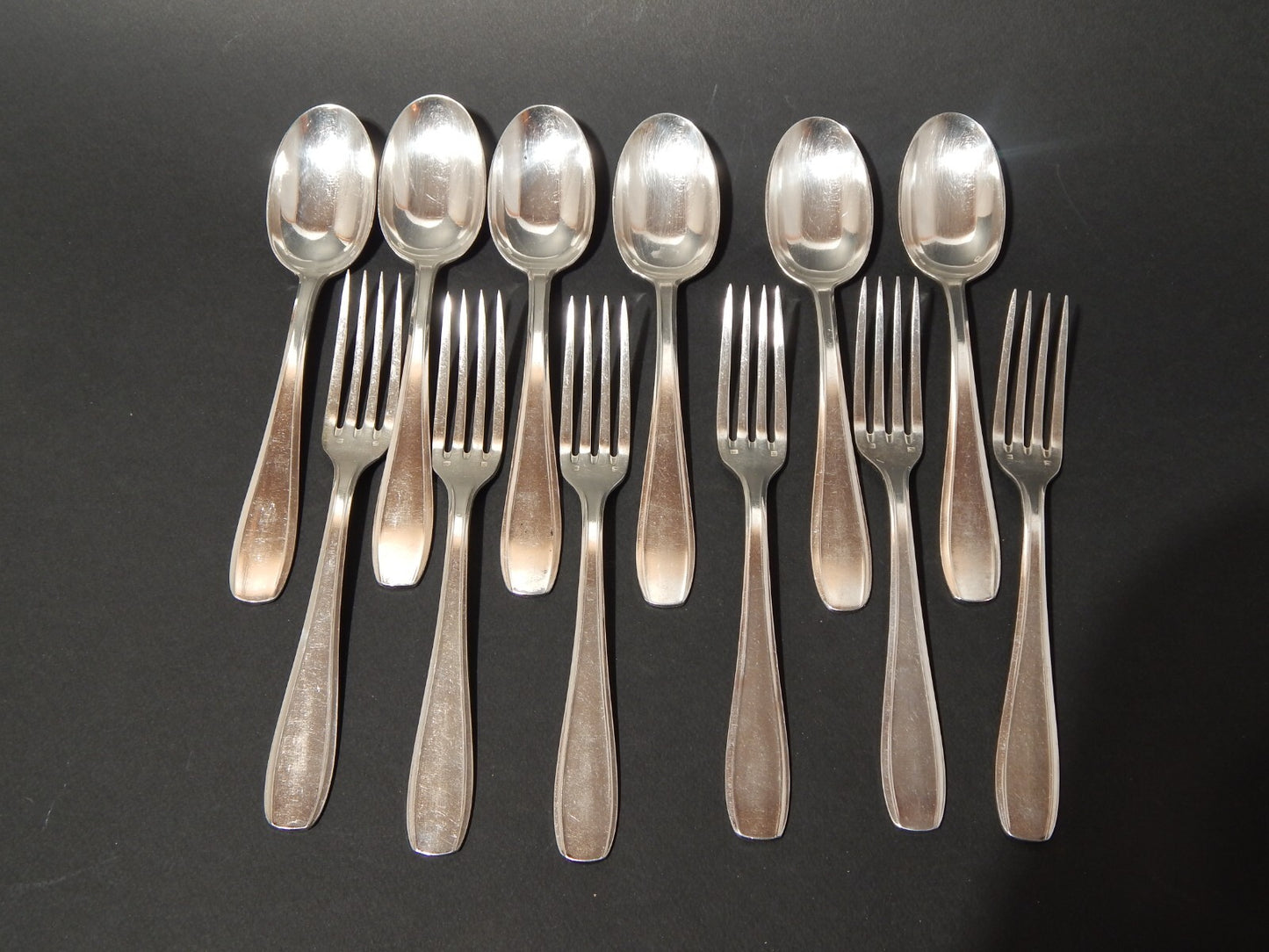 ANTICO ART DECO SET 18 POSATE FRANCESI ARGENTERIA SFAM ALPACCA ARGENTATE