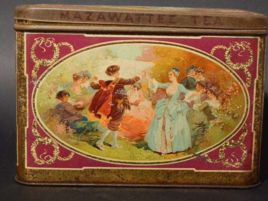 ANTICA RARA ORIGINALE SCATOLA LATTA INGLESE MAZAWATTEE TEA NEW CROSS LONDON
