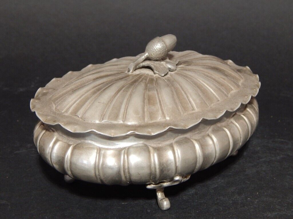 ANTICA COLLEZIONE ELEGANTE PREZIOSA SCATOLA PORTA GIOIE BONBONS IN PELTRO 95%