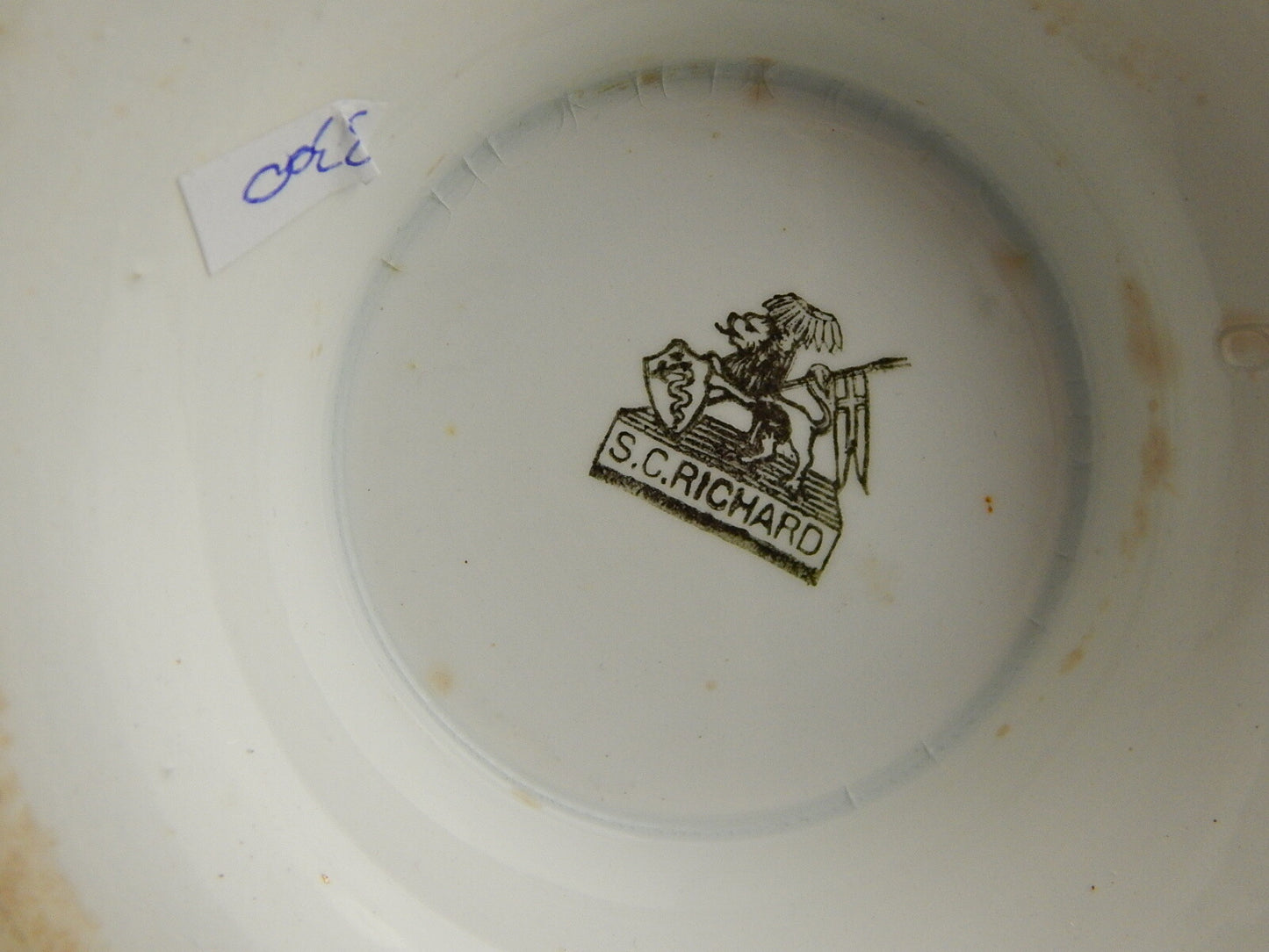 ANTICA ZUPPIERA CERAMICA RICHARD MILANO FINE 800 BIANCO BLU PERSONALIZZATA CAPRA