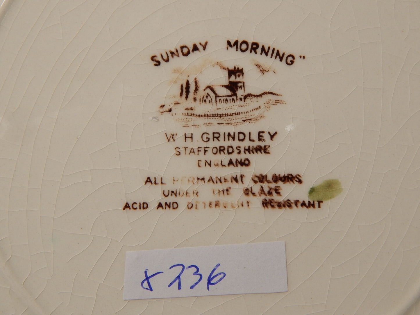 VINTAGE PIATTO CM 23 CERAMICA GRINDLEY STAMPA MANO SUNDAY MORNING