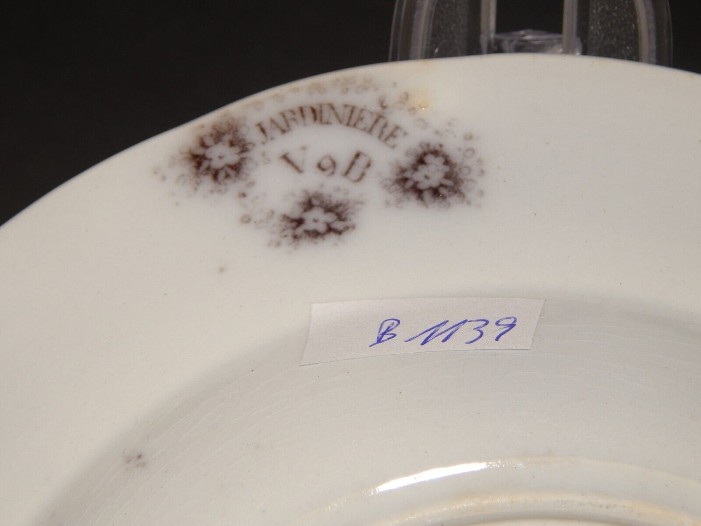 ANTICO PIATTO FONDO CERAMICA JARDINIERE VILLEROY & BOCH FINE '800 difetto 1139