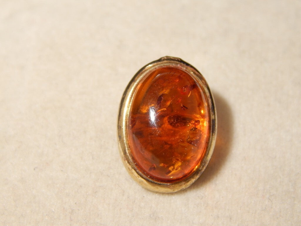 VINTAGE ORECCHINI ANNI 60 MONTATURA ARGENTO PLACCATI IN ORO E AMBRA DEL BALTICO