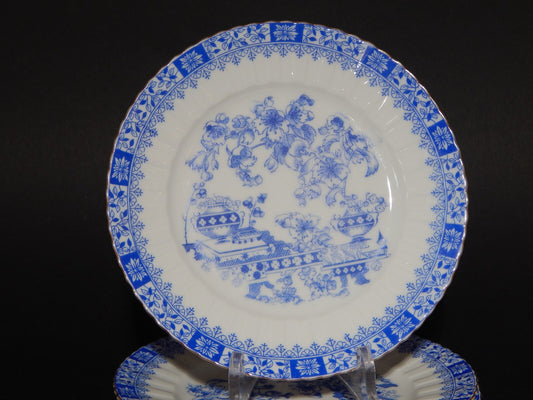 ANTICO SERVIZIO DESSERT O TORTA 6 PIATTI PORCELLANA BAVARIA DECORO BLAU CHINA