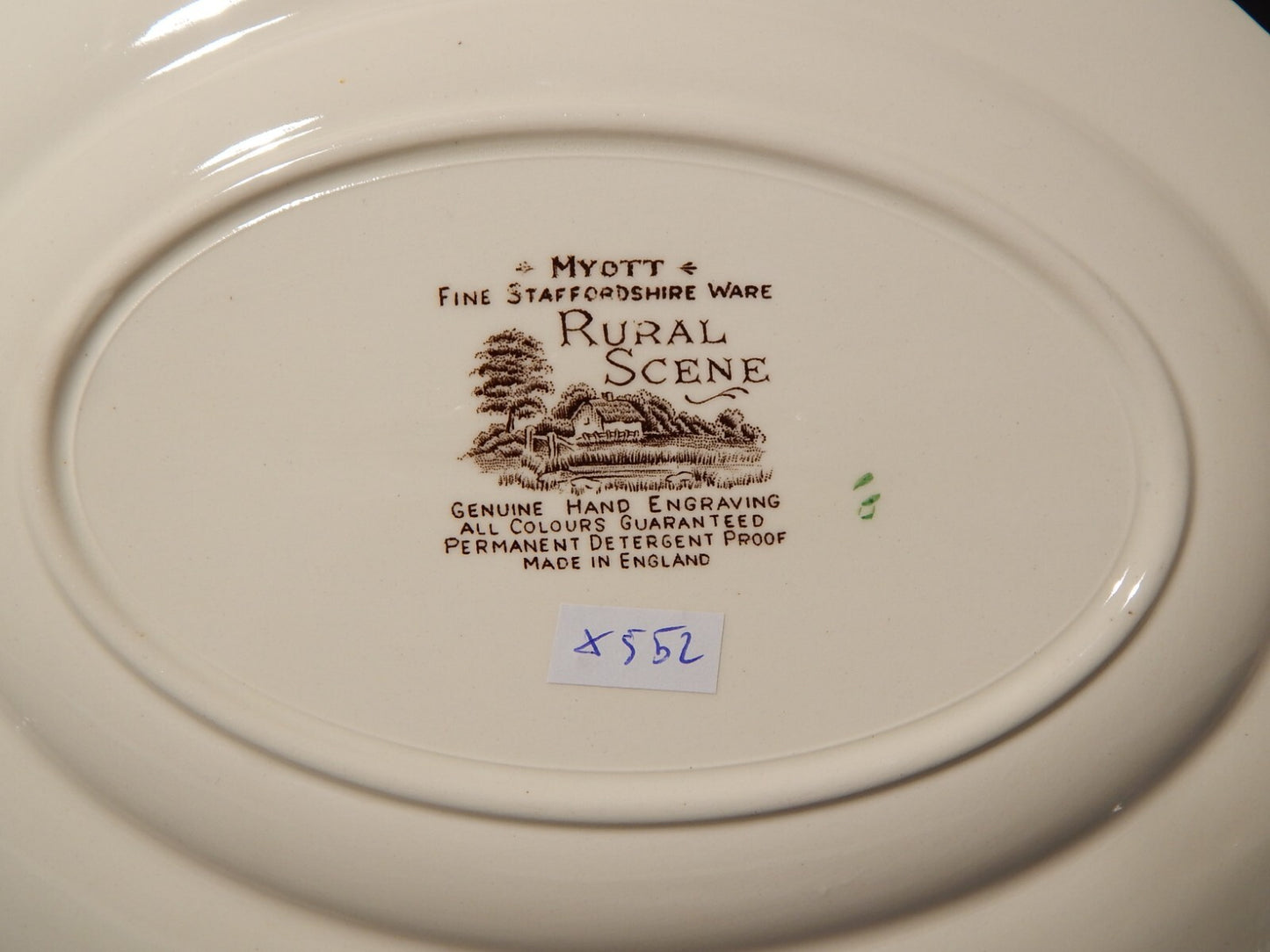 ANTICO VASSOIO CERAMICA INGLESE MYOTT DISEGNO RURAL SCENE STAMPA A MANO