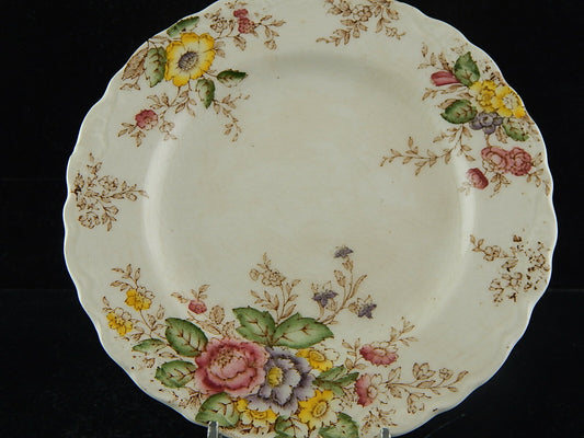 ANTICO PIATTINO CROWN DUCAL RYDAL SEMI PORCELLANA DECORO FLOREALE POLICROMO