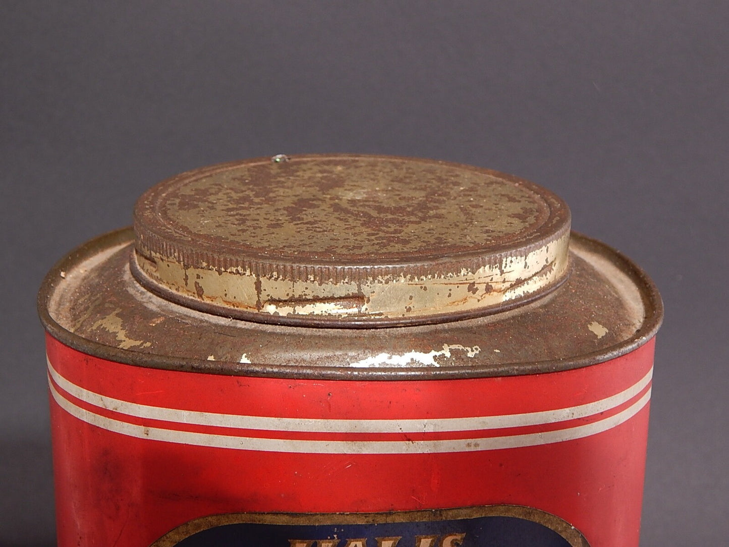 ANTICA RARA SCATOLA LATTA CARAMELLE HALLS MENTHO LYPTUS SWEET TABLETS