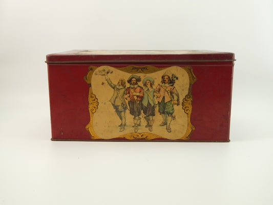 ANTICA RARA SCATOLA LATTA CARAMELLE E. DE COSTER & C. TORINO I MOSCHETTIERI