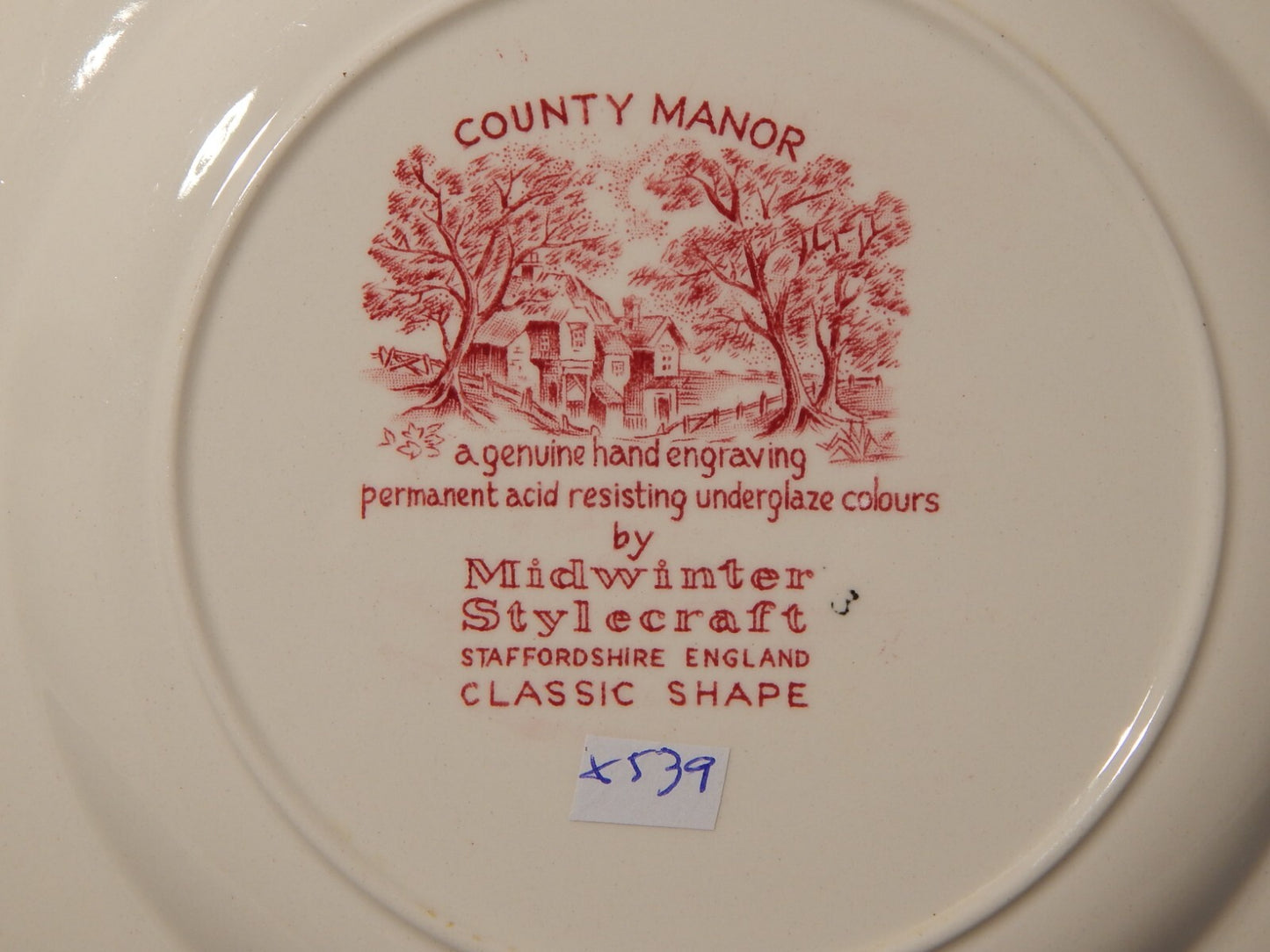 VINTAGE PIATTO SEMI PORCELLANA INGLESE MIDWINTER COLLEZIONE COUNTY MANOR