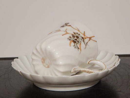 ANTICA ART NOUVEAU TAZZINA CAFFE' PORCELLANA HAVILAND & CO LIMOGES FIORI ROVO ¶