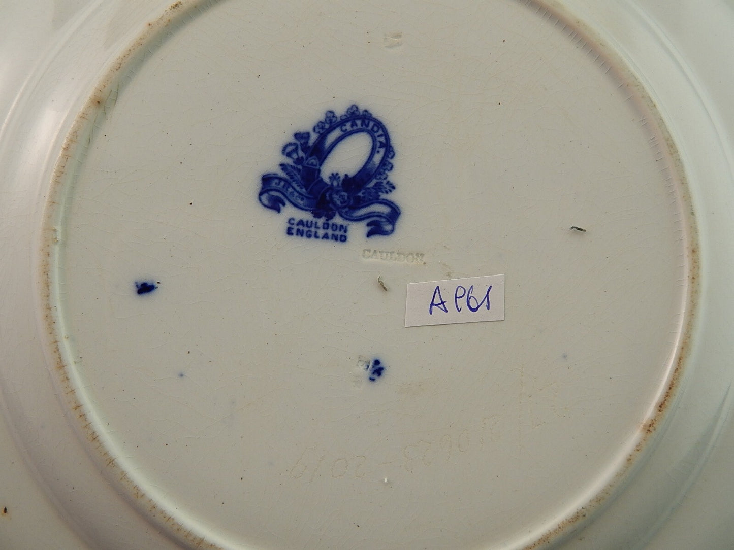 ANTICO PIATTO SEMI PORCELLANA CAULDON POTTERY ENGLAND DECORO CANDIA FINE 800