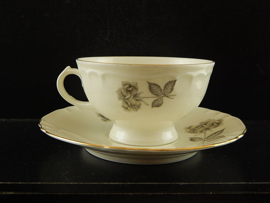 VINTAGE PREZIOSA RICHARD GINORI TAZZA DA TE' PORCELLANA DECORO LA ROSA GRIGIA