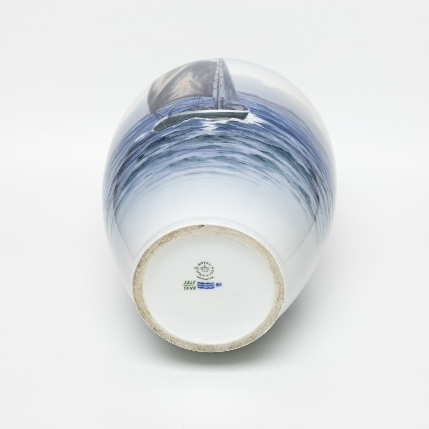 VASO PORCELLANA ROYAL COPENHAGEN "Marina con Barca a Vela" ORIGINALE 33 CM