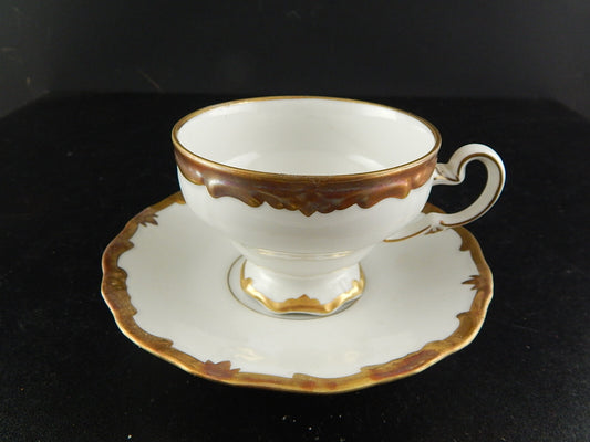 ANTICO SET TE' TAZZA PIATTO PORCELLANA AVORIO DECORO ORO WEIMAR TURINGIA 1940