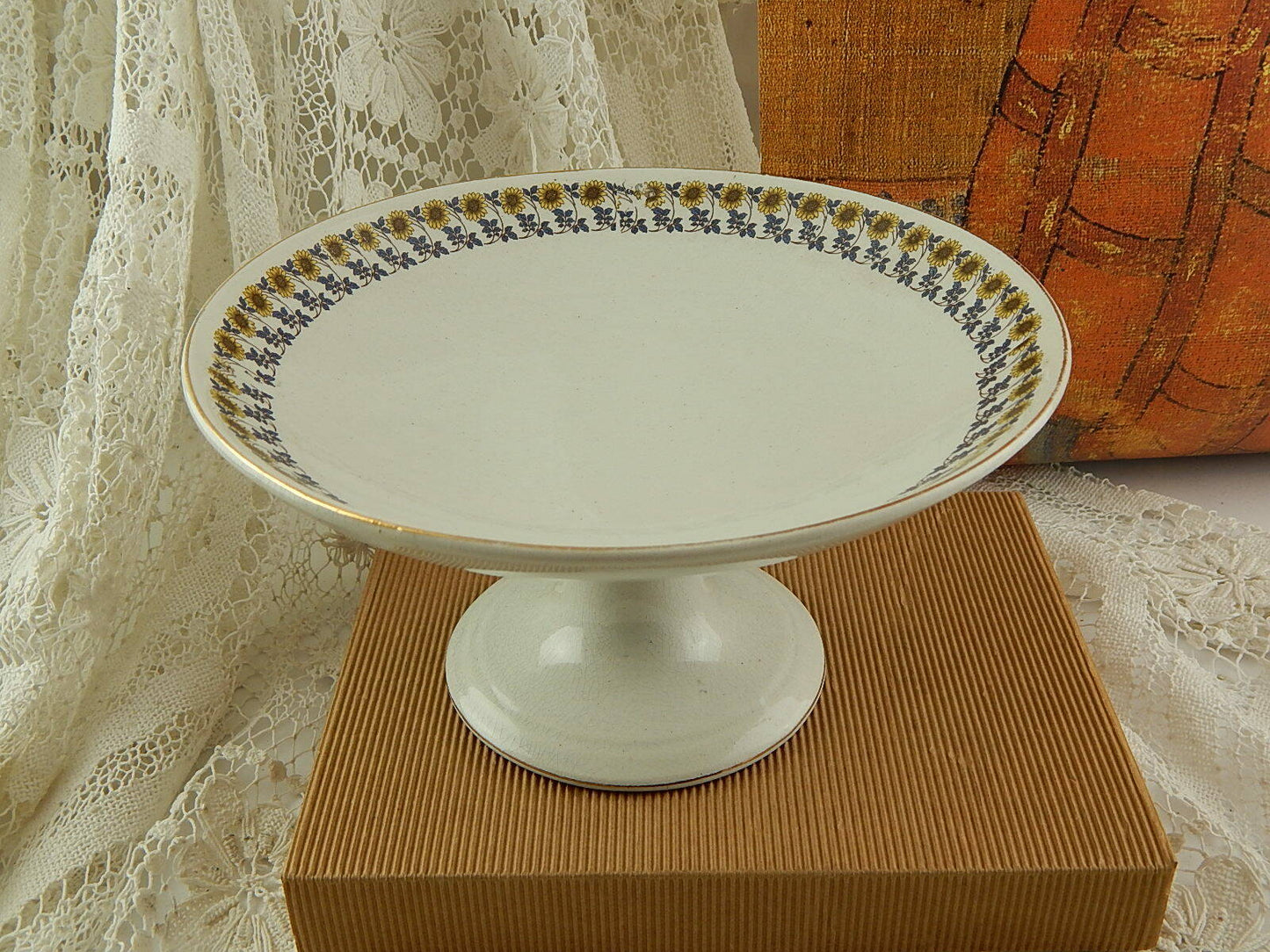 ANTICA RARA ALZATA FRUTTIERA SOCIETÀ CERAMICA ITALIANA LAVENO I GIRASOLI