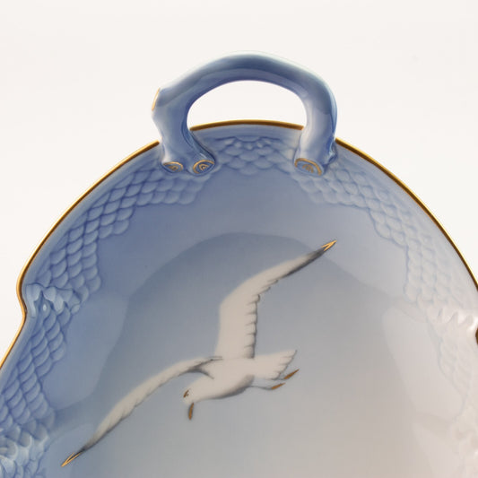 PIATTO PORTATA A FOGLIA PORCELLANA E ORO ZECCHINO GABBIANI BING&GRONDAHL 199