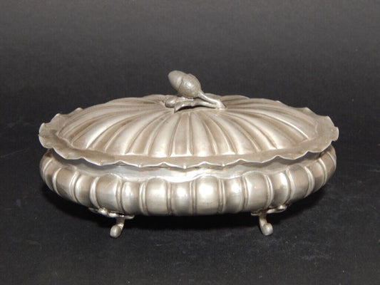 ANTICA COLLEZIONE ELEGANTE PREZIOSA SCATOLA PORTA GIOIE BONBONS IN PELTRO 95%