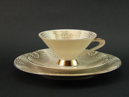 ANTICO TRIO TAZZA TÈ ART DECO PORCELLANA BAVARIA OSCAR SCHALLER