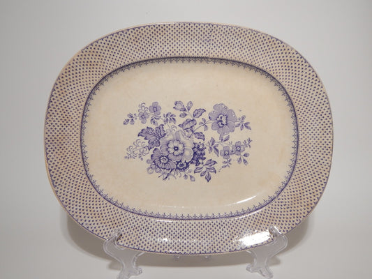 ANTICO VASSOIO CERAMICA STAFFORDSHIRE PRIMAVESI 1860 ERMINE BORDER VIOLA #