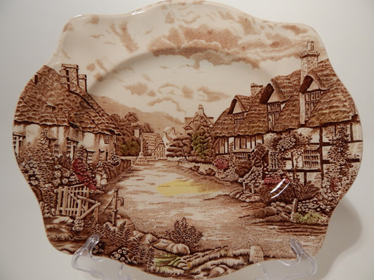 ANTICO VASSOIO SEMI PORCELLANA JOHNSON BROS OLDE ENGLISH COUNTRYSIDE DIFETTO