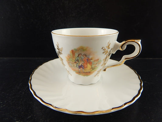 ANTICA TAZZINA CAFFE' PORCELLANA RHEINPFALZ BAVARIA SCENA GALANTE A235