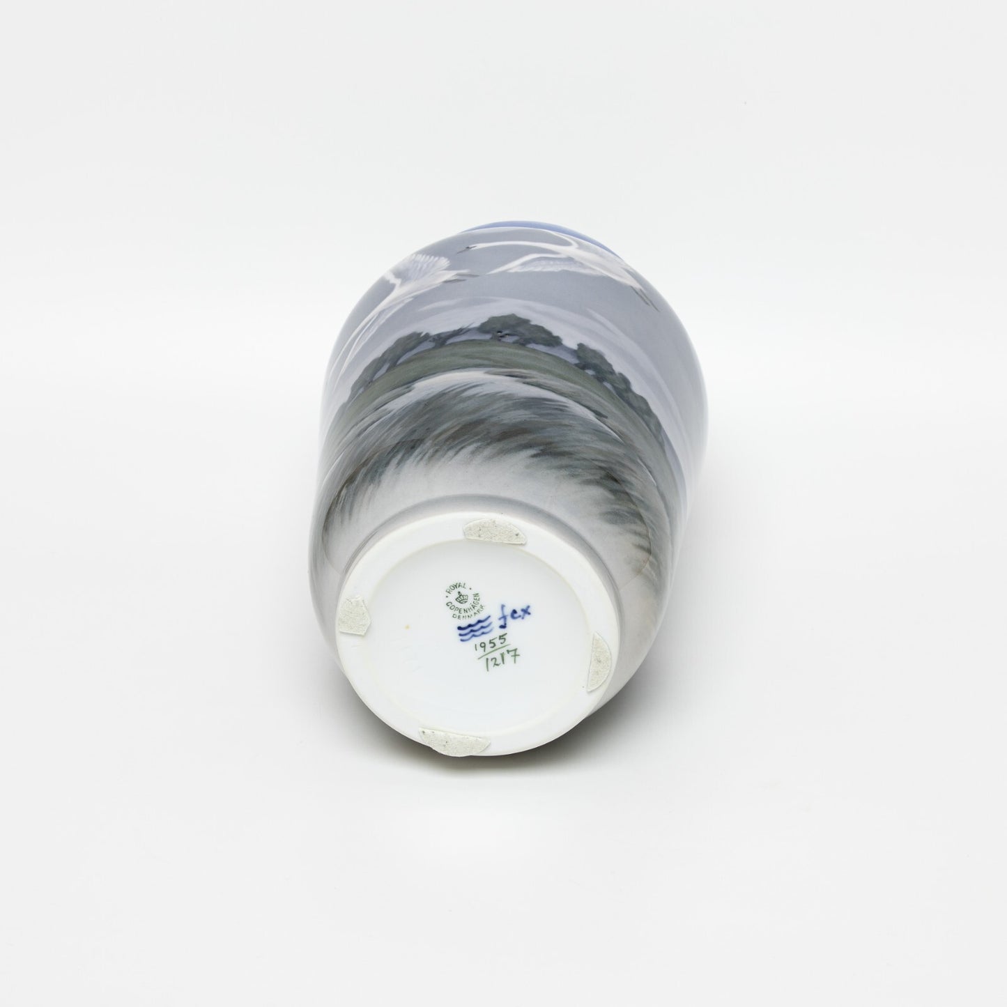 VASO PORCELLANA ROYAL COPENHAGEN "Cigni in Volo" ORIGINALE CM 26 DIFETTO