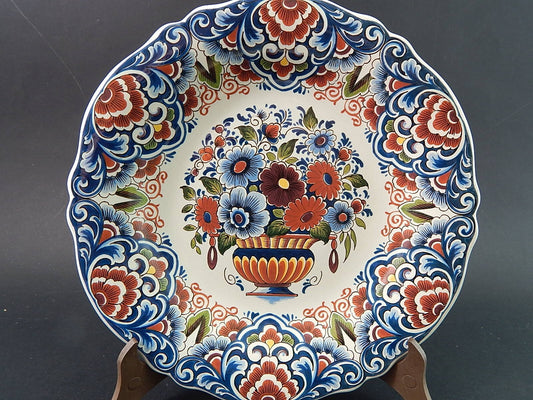 ANTICO PREZIOSO PIATTO CERAMICA POLICROMA COLLEZIONE OUD DELFT DIPINTO A MANO