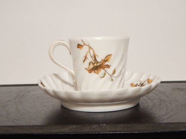 ANTICA ART NOUVEAU TAZZINA CAFFE' PORCELLANA HAVILAND & CO LIMOGES FIORI ROVO ¶¶