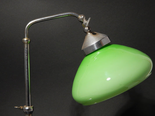 ANTICA LAMPADA TAVOLO SCRIVANIA ART DECO MINISTERO PARALUME VETRO VERDE OPALINO