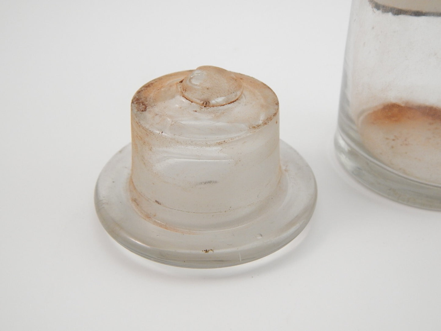 ANTICO VASO BARATTOLO VETRO SOFFIATO FARMACIA ETICHETTA PULV CORT CINNAM CASS