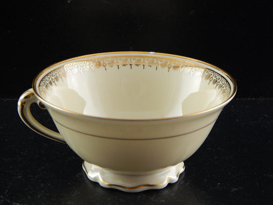 VINTAGE TAZZINA CAFFÈ PORCELLANA AVORIO ORO LIMOGES ANC FABRIQUE ROYALE DIFETTO