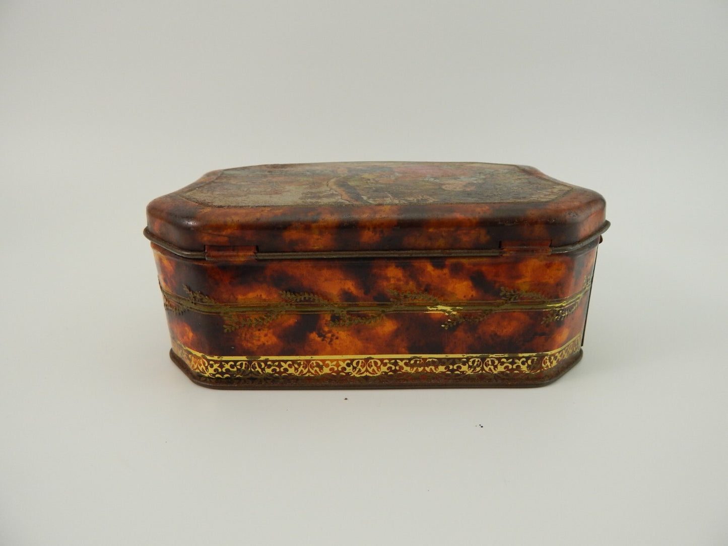 COLLEZIONE ANTICA ORIGINALE SCATOLA COFANETTO DI LATTA SCENA GALANTE
