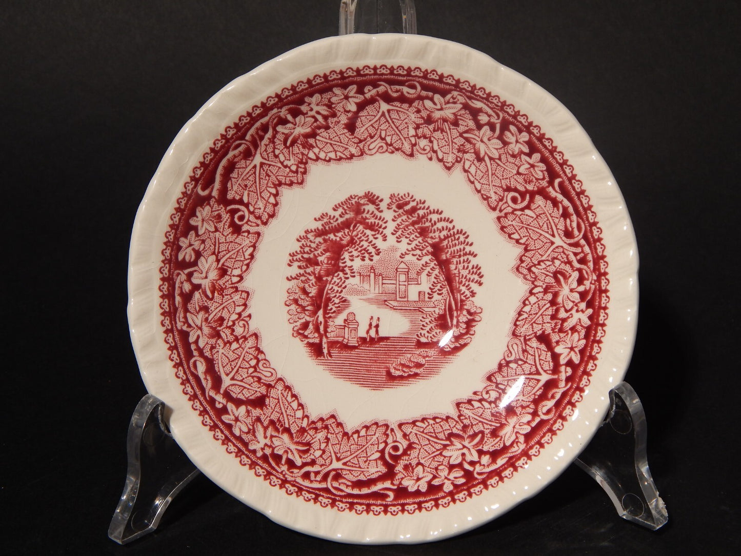 ANTICA TAZZINA CAFFE' SEMI PORCELLANA INGLESE MASON’S DECORO VISTA BIANCO ROSSO