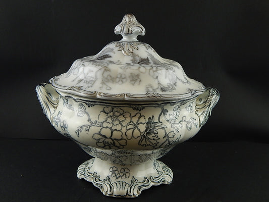 ANTICA RARA ZUPPIERA CENTROTAVOLA PORCELLANA VITTORIANA META' 800 DECORO A MANO