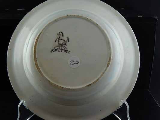 ANTICO PIATTO FONDO CERAMICA MUSSO VEDOVA BESIO MONDOVI' META'800