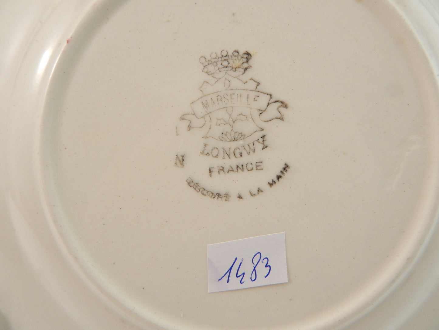 ANTICO PIATTO CERAMICA LONGWY DECORO FLOREALE POLICROMO