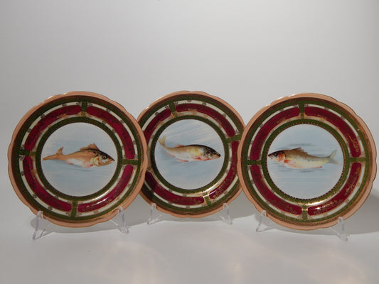 ANTICO IMPORTANTE SET 6 PIATTI PESCE STILE PORCELLANA IMPERIALE VIENNA AUSTRIA