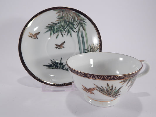 ANTICA PORCELLANA TAZZA TE' E PIATTINO GIAPPONE KUTANI JAPANESE CUP SAUCER