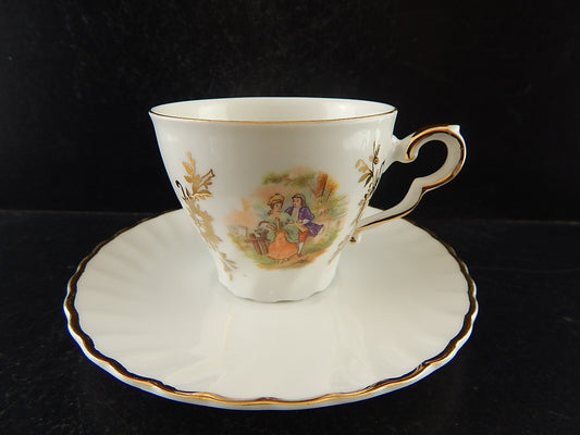 ANTICA TAZZINA CAFFE' PORCELLANA RHEINPFALZ BAVARIA SCENA GALANTE A236