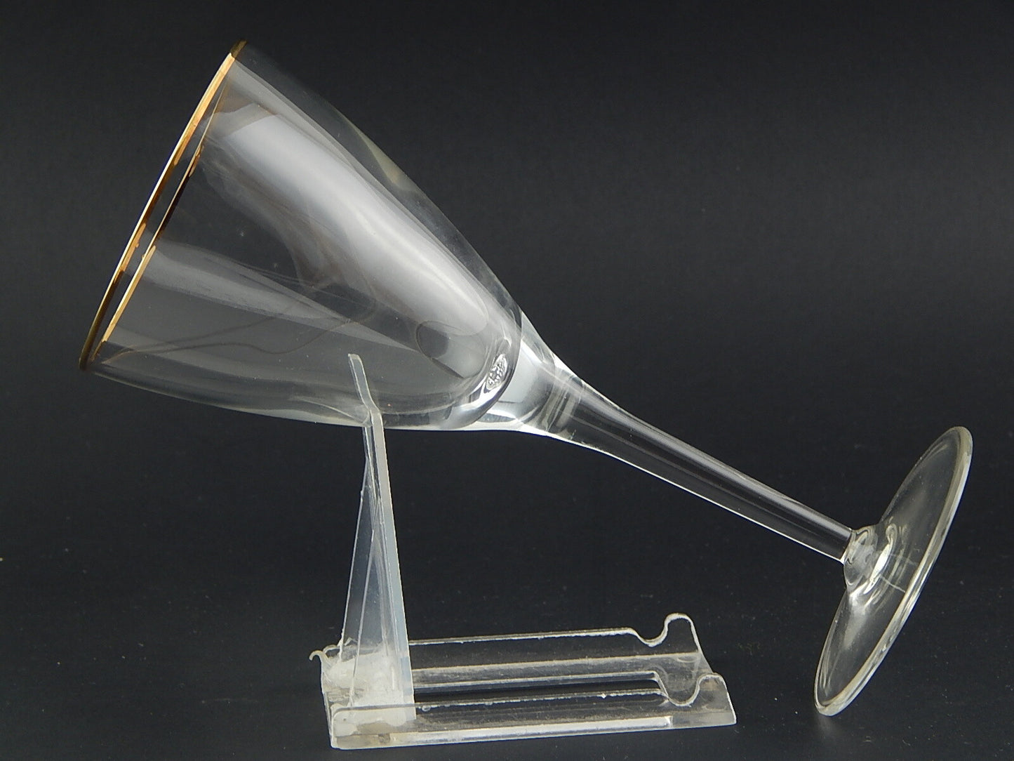 ANTICO ART DECO BICCHIERE CALICE CRISTALLO CON PROFILO ORO ZECCHINO