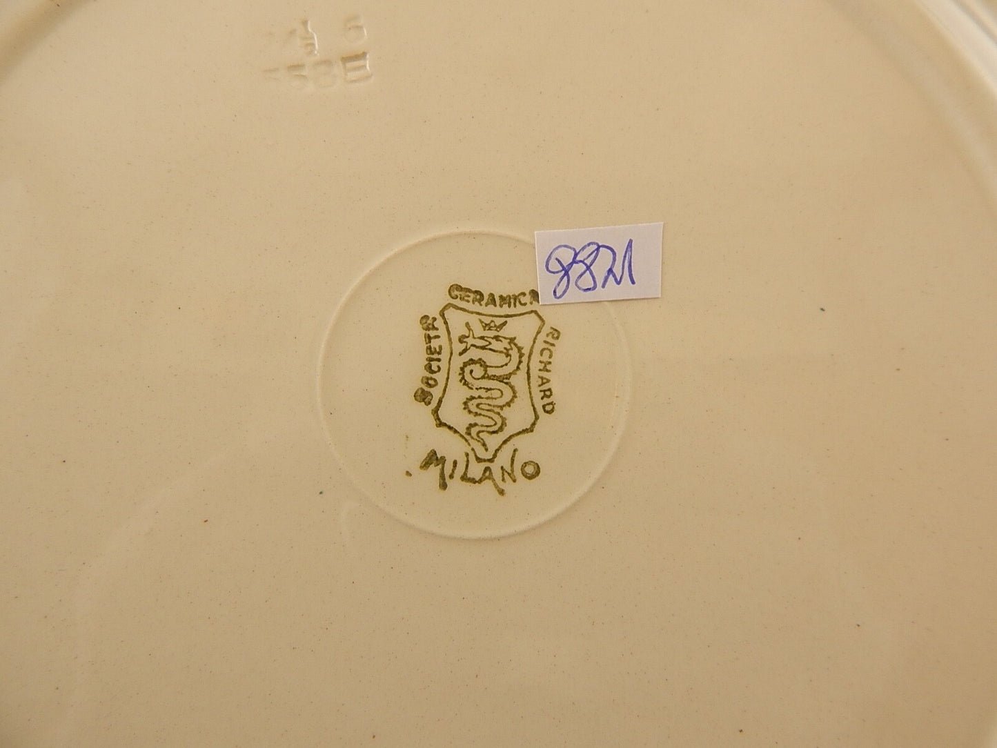 ANTICO 1930 RARO PIATTO CERAMICA RICHARD MILANO DECORO JAPON BIANCO MARRONE