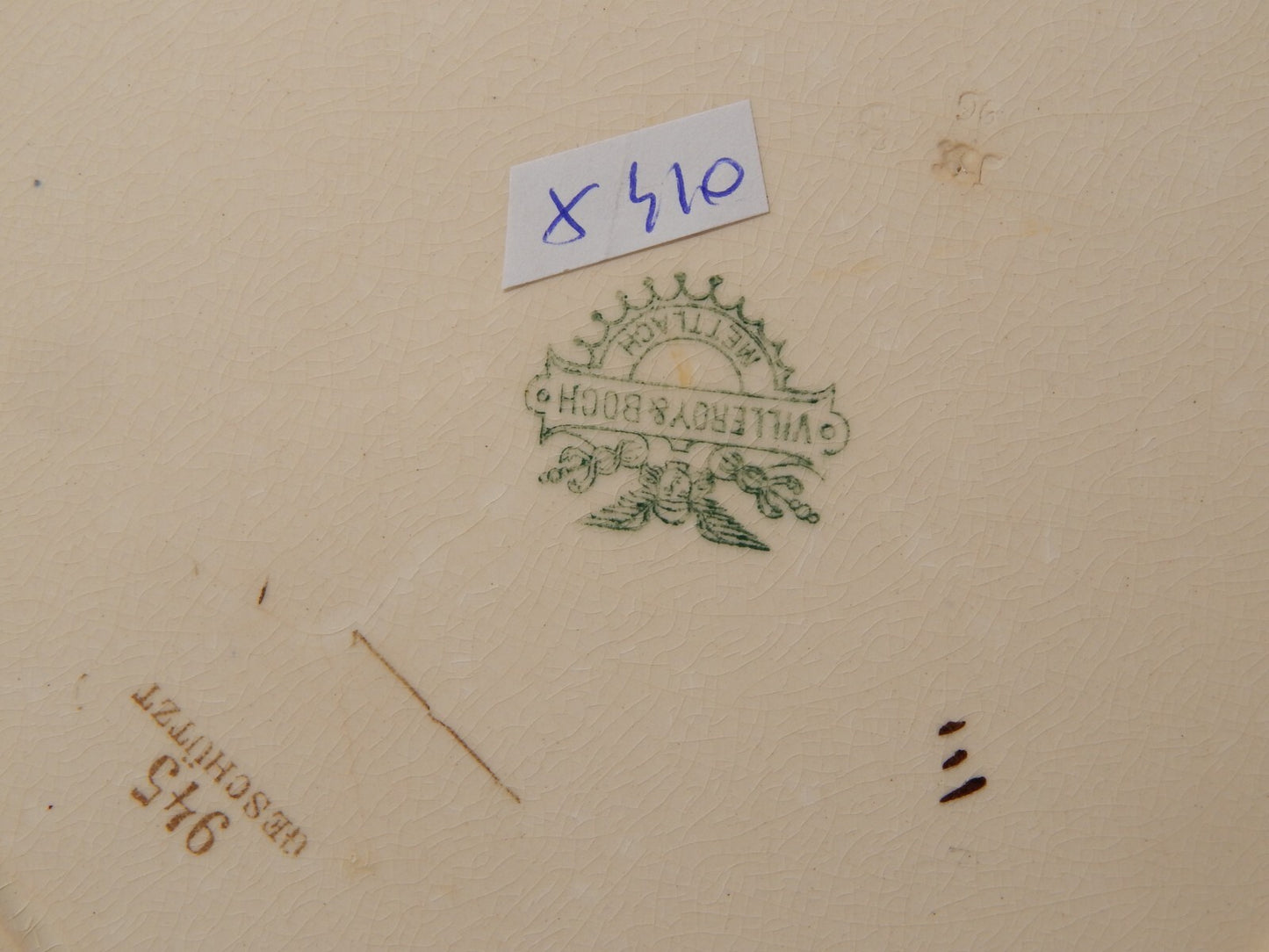 ANTICO RARO PIATTO CERAMICA VILLEROY&BOCH METTLACH DI FINE 1800 CM. 24,5