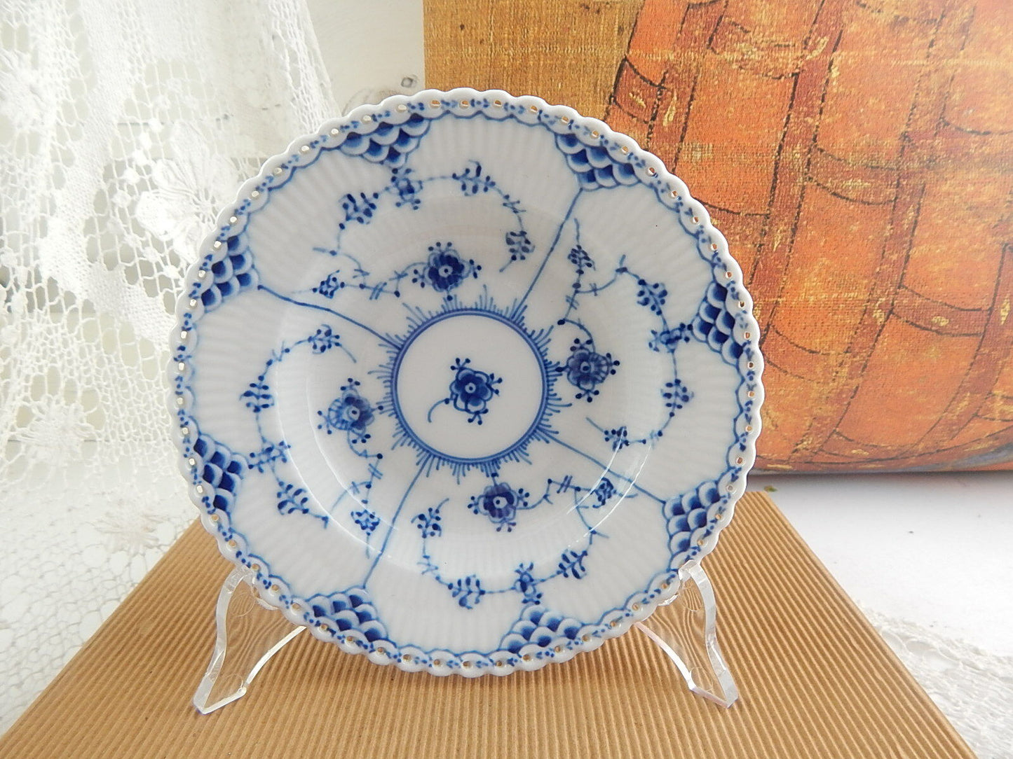 ROYAL COPENHAGEN PORCELLANA BLUE FLUTED FULL LACE DEEP PLATE PIATTO 601 14,5 CM