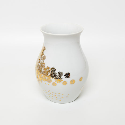 VASO PORCELLANA BIANCA CON DECORO IN ORO ROSENTHAL FELICIA BJORN WIINBLAD CM 19