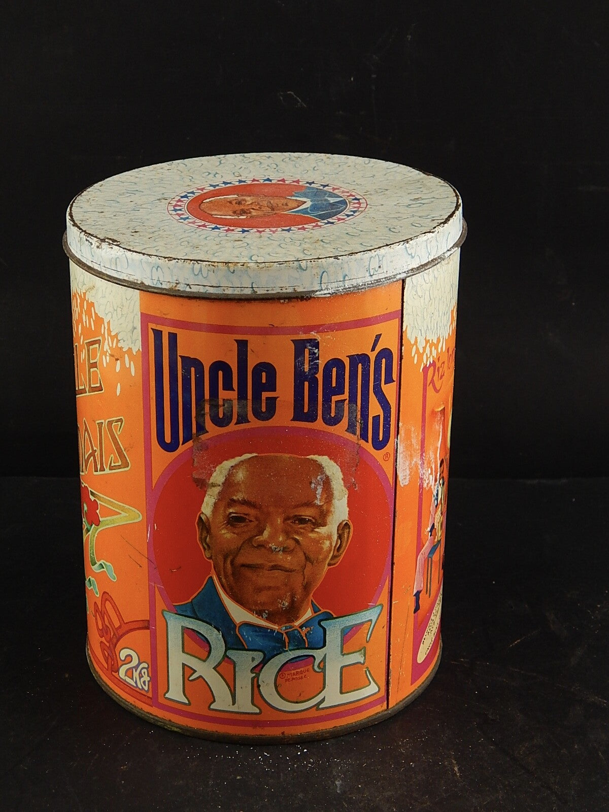 COLLEZIONE ANTICA SCATOLA LATTA STAMPATA PUBBLICITARIA UNCLE BEN'S RICE HAMBURG