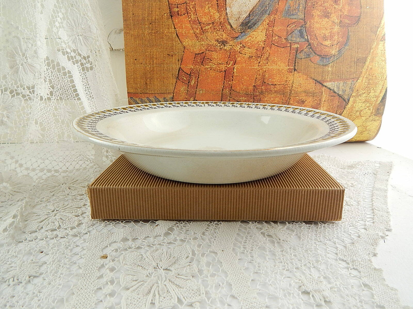 ANTICO ART NOUVEAU VASSOIO PIATTO PORTATA CERAMICA ITALIANA LAVENO GIRASOLI